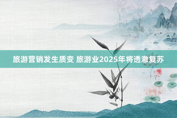 旅游营销发生质变 旅游业2025年将透澈复苏